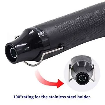 mofa emboss Heat Gun, Hot Air Gun Tools Shrink Gun with Stand For DIY Embossing And Drying Paint Multi-Purpose Electric Heating Nozzle 300W 110V (Black,Black)