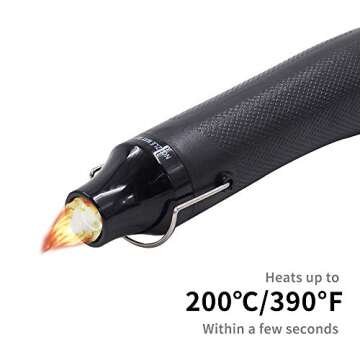 mofa emboss Heat Gun, Hot Air Gun Tools Shrink Gun with Stand For DIY Embossing And Drying Paint Multi-Purpose Electric Heating Nozzle 300W 110V (Black,Black)