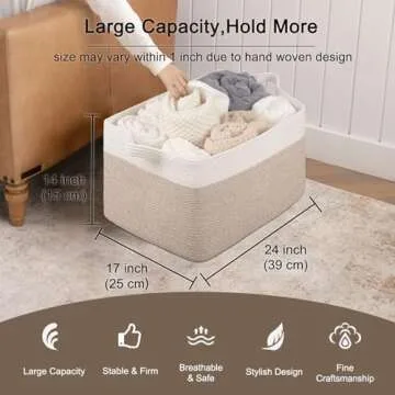 OIAHOMY 95L Blanket Storage Basket for Home Organization