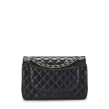 Chanel Pre-Loved Black Quilted Lambskin Jumbo Handbag