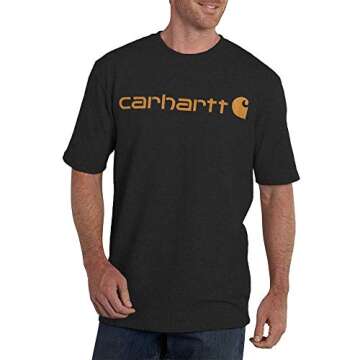 Carhartt Men's Loose Fit Heavyweight Short-Sleeve Logo Graphic T-Shirt,Carbon HeatherLarge