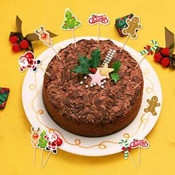 FEPITO Christmas Cupcake Toppers - 60 Festive Picks