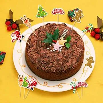 FEPITO Christmas Cupcake Toppers - 60 Festive Picks