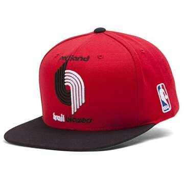 Mitchell Ness Portland Trail Blazers XL Logo Two Tone Snapback Hat RedBlack