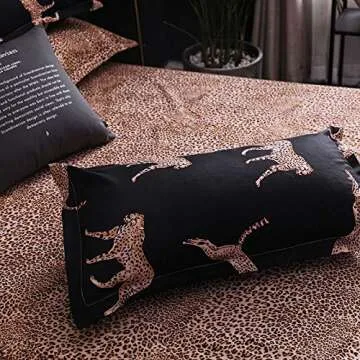 Chesterch Prevoster Duvet Cover Set Leopard Microfiber Bedding Black - Full Queen Size,3 Piece(Duvet & Down Comforter Cover and 2 Pillowcases) Soft,NO Comforter