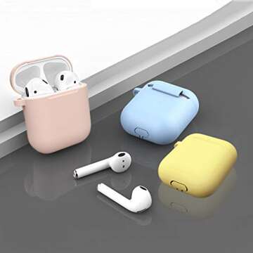 Compatible with AirPods Case Cover Silicone Protective Skin for Airpods Case 2&1 (2 Pack) Sand Pink/Yellow