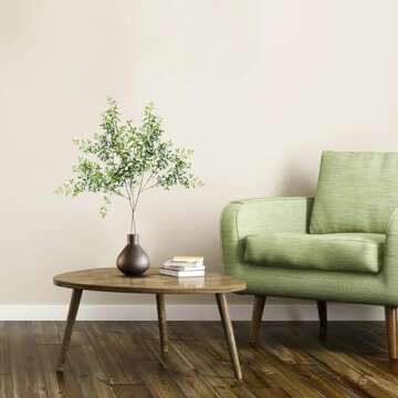 ACJRYO Faux Greenery Stems, 4PCS 43" Green Stems for Vase, Artificial Plants Indoor Fake Leaves Nandina Branches for Centerpieces Table Office Home Decor