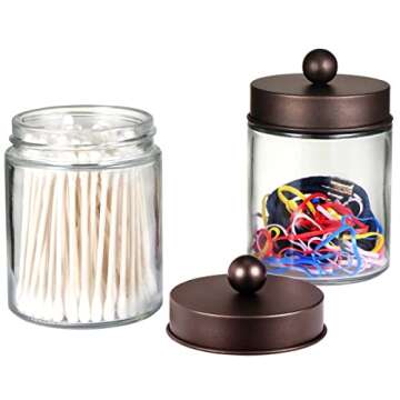 Amolliar 6Pc Apothecary Jars Bathroom Vanity Organizer- Rustic Farmhouse Decor Storage Canister with...