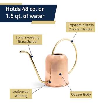 Elegant Indoor Watering Can with Brass Handle