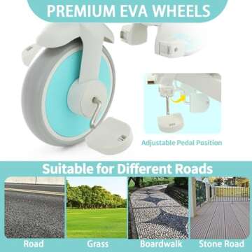 JMMD Baby Tricycle, 7-in-1 Multifunctional Kids Trike with Adjustable Parent Handle, Safety Harness & Wheel Brakes, Removable Canopy, Stroll Trike for Boys & Girls Ages 18 Months-5 Years, Mint