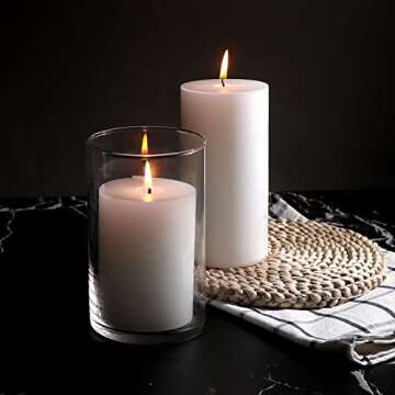 Set of 3 Cylinder Glass Vases for Centerpieces,6 Inch High Clear Flower Vase for Home Decor,Candle Holder,Wedding Favors and Floral Arrangements(4" W X 6" H)