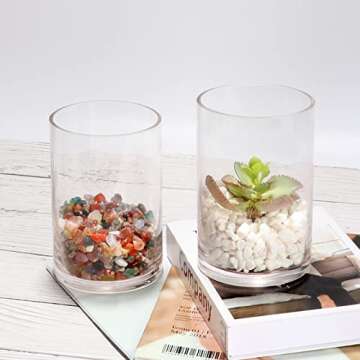 Set of 3 Cylinder Glass Vases for Centerpieces,6 Inch High Clear Flower Vase for Home Decor,Candle Holder,Wedding Favors and Floral Arrangements(4" W X 6" H)