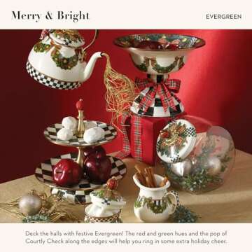 MACKENZIE-CHILDS Enamel Tea Kettle, Cute Kitchen Kettle for Stovetop, 2-Quart Capacity, Evergreen