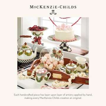 MACKENZIE-CHILDS Enamel Tea Kettle, Cute Kitchen Kettle for Stovetop, 2-Quart Capacity, Evergreen