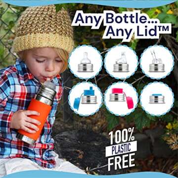 Pura Kiki 9oz/260 ml Stainless Steel Insulated Bottle w/Silicone Straw & Sleeve, 100% Plastic-Free, MadeSafe Certified, 100% Medical-Grade Silicone Straw for Kids, Toddlers, Babies & Infant – Aqua