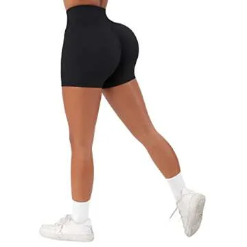 SUUKSESS Women Cross Waist Workout Shorts Contour High Waisted Booty Biker Shorts (Black, XL)