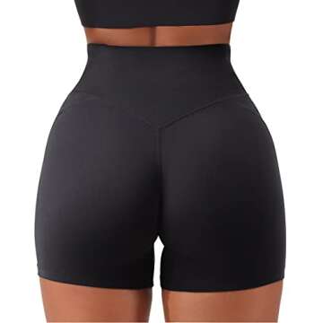 SUUKSESS Women Cross Waist Workout Shorts Contour High Waisted Booty Biker Shorts (Black, XL)