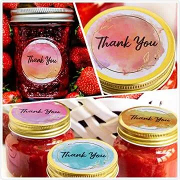 Fiercy 8 Designs Watercolor Thank You Stickers with Gold Floral Frame, 1.5 inch Waterproof Thank You Sticker Labels Roll, 500 Adhensiive Labels, Small Business Stickers for Packaging