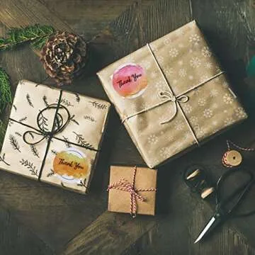 Fiercy 8 Designs Watercolor Thank You Stickers with Gold Floral Frame, 1.5 inch Waterproof Thank You Sticker Labels Roll, 500 Adhensiive Labels, Small Business Stickers for Packaging
