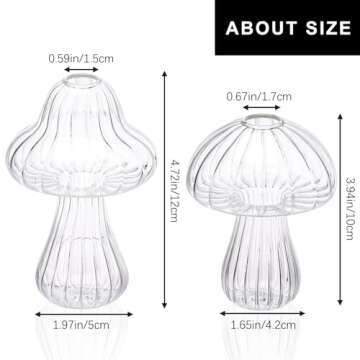 Fixwal 2pcs Clear Mushroom Shaped Flower Vase, Glass Vase for Flowers Transparent Plant Containers Flower Arrangement, Hydroponic Container for Wedding Garden Decoration