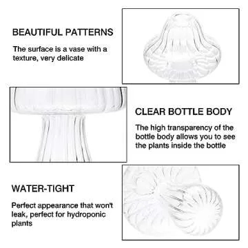 Fixwal 2pcs Clear Mushroom Shaped Flower Vase, Glass Vase for Flowers Transparent Plant Containers Flower Arrangement, Hydroponic Container for Wedding Garden Decoration