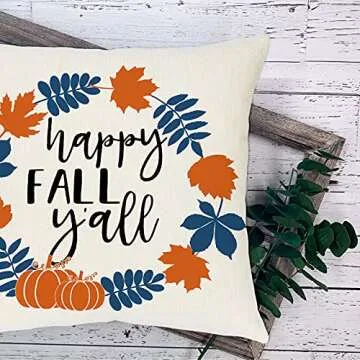 Ueerdand Fall Pillow Covers 18x18 Inches Fall Decorations Thanksgiving Autumn Theme Outdoor Pumpkin Patch Farmhouse Decorative Throw Pillowcase Linen Cushion Case for Home Decor Set of 4