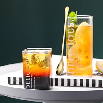 Long Handle Ice Tea Spoons Set of 4 - Premium Gold Stainless Steel