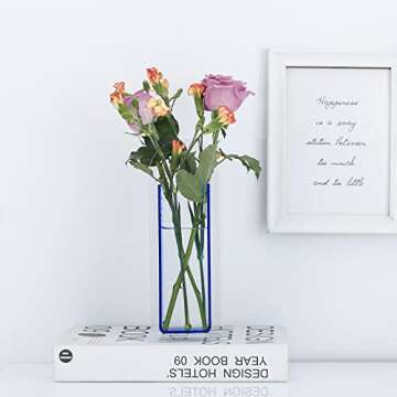 Unique Clear Blue Flower Vase Home Funky Decor Acrylic Small Vases,Plastic vases for centerpieces Round Decorative Vase,Flower Arrangement Computer Desk,Bedside Table,Window sill Decor