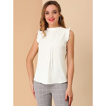 Ruffled Sleeveless Work Blouse for Stylish Women