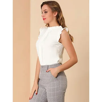 Ruffled Sleeveless Work Blouse for Stylish Women