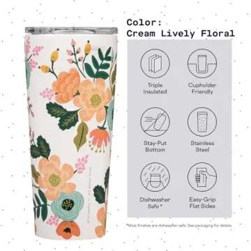 Corkcicle x Rifle Paper Co. Travel Tumbler 24 oz Stainless Steel