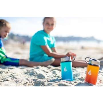 HYDRO CELL Stainless Steel Insulated Water Bottle with Straw - For Cold & Hot Drinks - Metal Vacuum Flask with Screw Cap and Modern Leakproof Sport Thermos for Kids & Adults (Teal/Blue 14oz)