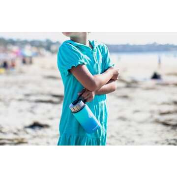 HYDRO CELL Stainless Steel Insulated Water Bottle with Straw - For Cold & Hot Drinks - Metal Vacuum Flask with Screw Cap and Modern Leakproof Sport Thermos for Kids & Adults (Teal/Blue 14oz)