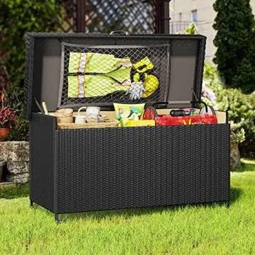 YITAHOME 200 Gallon Large Wicker Deck Box Outdoor Storage