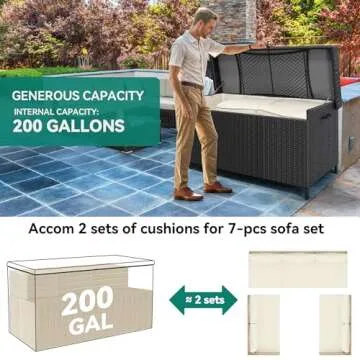 YITAHOME 200 Gallon Large Wicker Deck Box Outdoor Storage