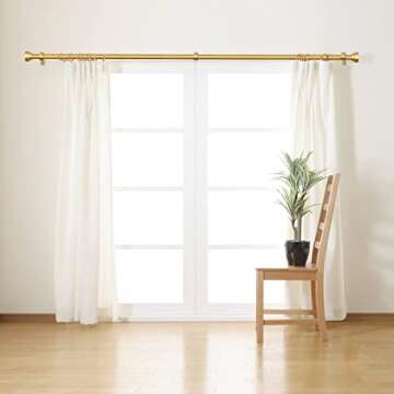 Time Forest Gold Curtain Rods 48-84 Inch Adjustable