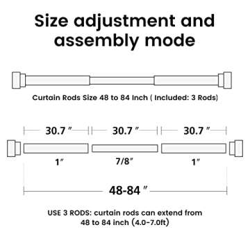 Time Forest Gold Curtain Rods 48-84 Inch Adjustable