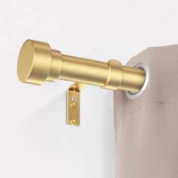 Time Forest Gold Curtain Rods 48-84 Inch Adjustable