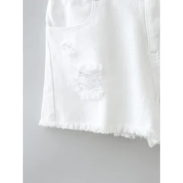 Stylish Girl's Mid Rise Ripped Denim Shorts by OYOANGLE