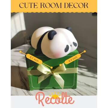 Recolte Cute Panda Night Light for Kids with Gift Box - Squishy Silicone 3-Level Dimmable Decor