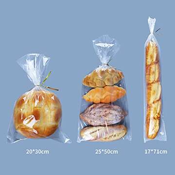 Lesibag Baguette Bread Fresh Plastic Bag 10" x 20‘’ Mirco Perforated Bread Bags with Breathable ...