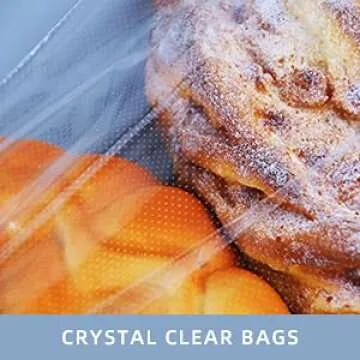 Lesibag Baguette Bread Fresh Plastic Bag 10" x 20‘’ Mirco Perforated Bread Bags with Breathable Hole for Homemade Bread and Bakery Loaf