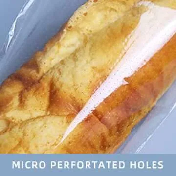 Lesibag Baguette Bread Fresh Plastic Bag 10" x 20‘’ Mirco Perforated Bread Bags with Breathable Hole for Homemade Bread and Bakery Loaf