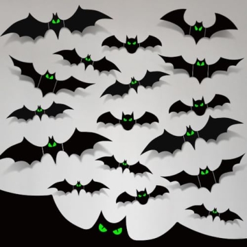 110 Pcs Glow in The Dark Halloween Bats Decor - 3D Wall Decor