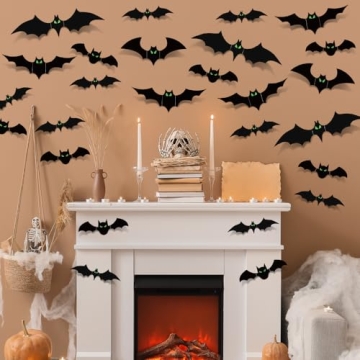 Glow in The Dark Halloween Bat Decorations - 110 Pcs