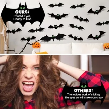 Glow in The Dark Halloween Bat Decorations - 110 Pcs