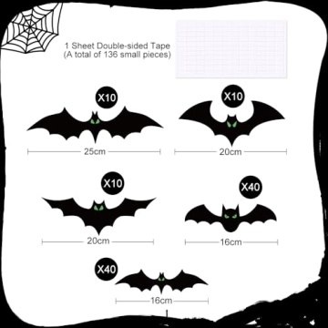 Glow in The Dark Halloween Bat Decorations - 110 Pcs