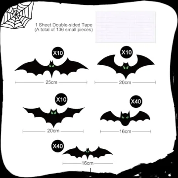 Glow in The Dark Halloween Bat Decorations - 110 Pcs