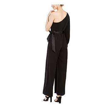 Adrianna Papell Women's ONE Shoulder Crepe Jumpsuit, Black, 4