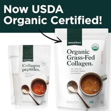 Natural Force Organic Clean Collagen Peptides Powder - USDA Certified Organic & Non-GMO, Keto & Paleo Certified - Hydrolyzed Type I & III Protein Powder with Essential Amino Acids – Unflavored, 10.7oz
